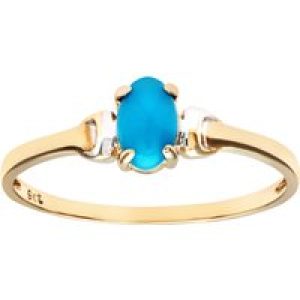 Diamant L’Eternel Womens 9ct Yellow and White Gold Ladies Turquoise Birth Stone Ring – Size T