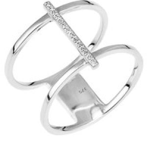 Diamant L’Eternel Womens 9ct White Gold Double Layer Diamond Ring – Size L