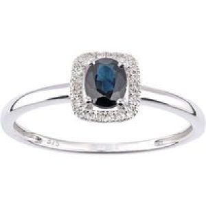 Diamant L’Eternel Womens 9ct White Gold Sapphire and Diamond Oval Gemstone Ring – Size O