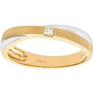 Diamant L’Eternel Womens Ladies 9ct Yellow and White Gold Diamond Crossover Ring – Size N