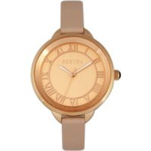 Bertha Womens Madison Sunray Dial Leather-Band Watch – Pink Stainless Steel – One Size