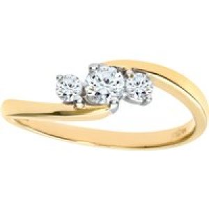 Diamant L’Eternel Womens 9ct Yellow Gold Diamond Three Stone Ladies Ring – Size N