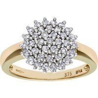 Diamant L'Eternel Womens 9ct Yellow Gold Diamond Cluster Ladies Ring - Size K - Image 2