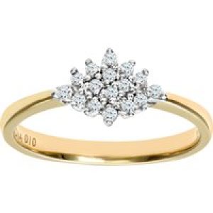 Diamant L’Eternel Womens 9ct Yellow Gold Diamond Cluster Ladies Ring – Size H