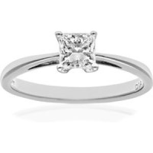 Diamant L’Eternel Womens 18ct White Gold 1/2 Carat Certified J/I Princess Cut Diamond Engagement Ring Gold (archived) – Size K