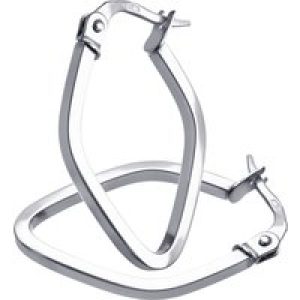 Diamant L’Eternel Womens 9ct White Gold Kite Square Tube Hoop Earrings – One Size