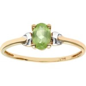 Diamant L’Eternel Womens 9ct Yellow and White Gold Ladies Peridot Birth Stone Ring – Size V
