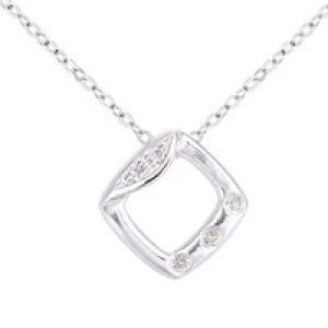 Diamant L’Eternel Womens 9ct White Gold Diamond Frame Design Pendant Necklace of Length 46cm – One Size