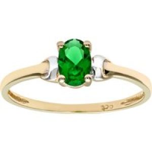 Diamant L’Eternel Womens 9ct Yellow and White Gold Ladies Cubic Zirconia Emerald Birth Stone Ring – Size S