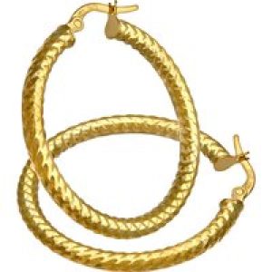 Diamant L’Eternel Womens 9ct Yellow Gold Diamond Cut 25mm Hoop Earrings – One Size