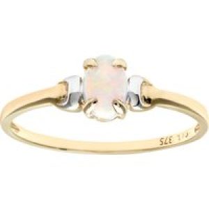 Diamant L’Eternel Womens 9ct Yellow and White Gold Ladies Opal Birth Stone Ring – Size L