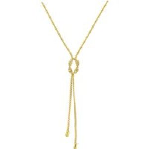 Diamant L’Eternel Womens 9ct Yellow Gold Double Strand Tassle and Knot Necklace of 18 Inch/46cm Length – One Size