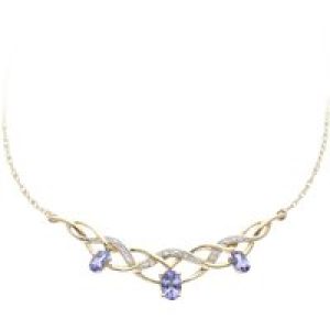 Diamant L’Eternel Womens 9ct Yellow Gold Tanzanite Weaved Necklace with Diamond – One Size