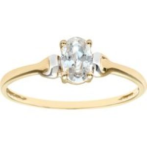 Diamant L’Eternel Womens 9ct Yellow and White Gold Ladies Cubic Zirconia Birth Stone Ring – Size P