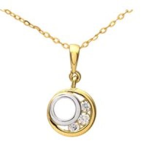 Diamant L’Eternel Womens 9ct Yellow and White Gold Cubic Zirconia Circle Pendant and Chain of 46cm – One Size