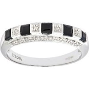 Diamant L’Eternel Womens Ladies 9ct White Gold Diamond & Sapphire Eternity Ring – Size K