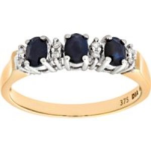 Diamant L’Eternel Womens 9ct Yellow Gold Diamond and Sapphire Eternity Ladies Ring – Size N
