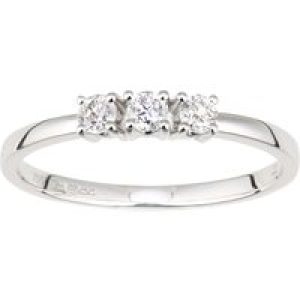 Diamant L’Eternel Womens 18ct White Gold Diamond Trilogy Ring, 0.2ct – Size L