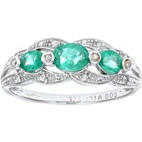 Diamant L'Eternel Womens 9ct White Gold Emerald And Diamond Fig 8 Design Ring - Size O - Image 2