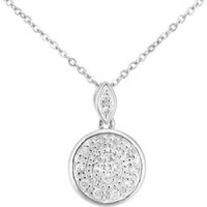 Diamant L’Eternel Womens 9ct White Gold Diamond Circle Drop Design Pendant Necklace of Length 46cm – One Size