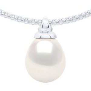 Ateliers Saint Germain Womens Necklace Link Amandine in White Gold 750 adorned with a Real Cultured Freshwater Pearl Pear 10-11 mm – One Size