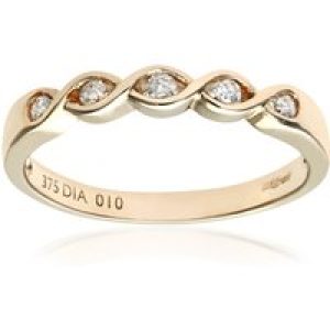Diamant L’Eternel Womens 9ct Yellow Gold 0.10ct Diamond Twist Eternity Ring – Size J