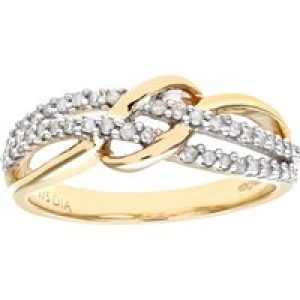 Diamant L’Eternel Womens 9ct Yellow Gold 0.20ct Diamond Fancy Curve Eternity Ring – Size K.5