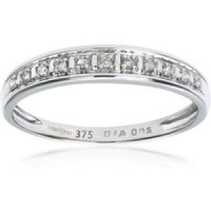 Diamant L’Eternel Womens 9ct White Gold Diamond Pave Set Eternity Ring – Size K