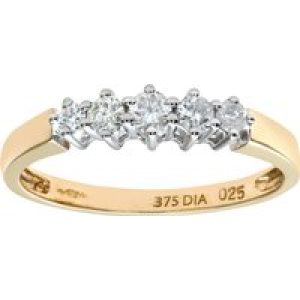 Diamant L’Eternel Womens 9ct Yellow Gold 0.25ct Diamond Graduated Eternity Ring – Size J