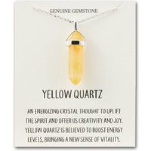 Yellow Quartz Gemstone Necklace with Quote Card