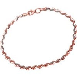 Diamant L’Eternel Womens 9ct Rose and White Gold 3D Swirl Links Bracelet of Length 19cm – White & Rose Gold – One Size
