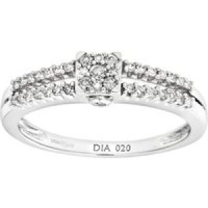 Diamant L’Eternel Womens 9ct White Gold Diamond Cluster With Shoulders Ladies Ring – Size H