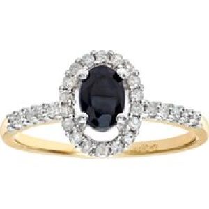 Diamant L’Eternel Womens 9ct Yellow Gold Ladies Diamond and Sapphire Ring – Size P