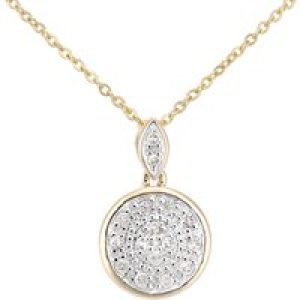 Diamant L’Eternel Womens 9ct Yellow Gold Diamond Circle Drop Design Pendant Necklace of Length 46cm – One Size