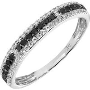 Diamant L’Eternel Womens 9ct White Gold 0.33ct Black and Diamond Eternity Ring – Size K