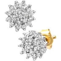 Diamant L'Eternel Womens Ladies 9ct Yellow Gold 0.25ct Diamond Cluster Earrings - One Size - Image 2