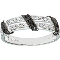 Diamant L'Eternel Womens 9ct White Gold Black Diamond Twist Ribbon Eternity Ring - Size N - Image 2