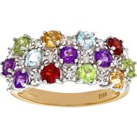 Diamant L'Eternel Womens Ladies 9ct Yellow Gold Diamond & Multi Gem Stone Dress Ring - Size L - Image 2