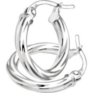 Diamant L’Eternel Womens 9ct White Gold Ladies Hoop Earrings – One Size