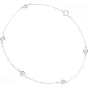 Diamant L’Eternel Womens 9ct White Gold Diamond Teardrop Link Design Bracelet of Length 18.5cm – One Size
