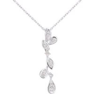 Diamant L’Eternel Womens 9ct White Gold Diamond Leaf Design Pendant Necklace of Length 46cm – One Size