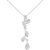 Diamant L'Eternel Womens 9ct White Gold Diamond Leaf Design Pendant Necklace of Length 46cm - One Size - Image 2