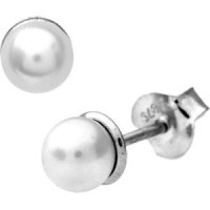 Diamant L’Eternel Womens 9ct White Gold 5mm Pearl Stud Earrings – One Size