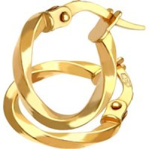 Diamant L’Eternel Womens 9ct Yellow Gold Petite Twisted Hoop Earrings of 10mm Diameter – One Size