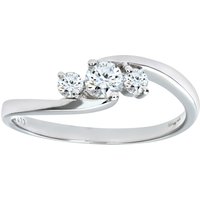 Diamant L'Eternel Womens 9ct White Gold Diamond Three Stone Ladies Ring - Size T - Image 2