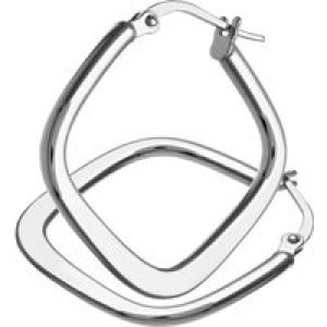 Diamant L’Eternel Womens 9ct White Gold Tapered Square Hoop Earrings – One Size