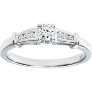 Diamant L’Eternel Womens 9ct White Gold Diamond Single Stone With Shoulders Ladies Ring – Size J
