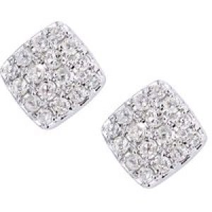 Diamant L’Eternel Womens 9ct White Gold Diamond Square Stud Earrings – One Size