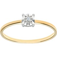 Diamant L'Eternel Womens Ladies 9ct Yellow Gold Illusion set Diamond Solitare Ring - Size L - Image 2