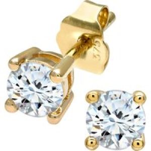 Diamant L’Eternel Womens 9ct Yellow Gold Ladies 50pt Single Stone Diamond Earrings – One Size